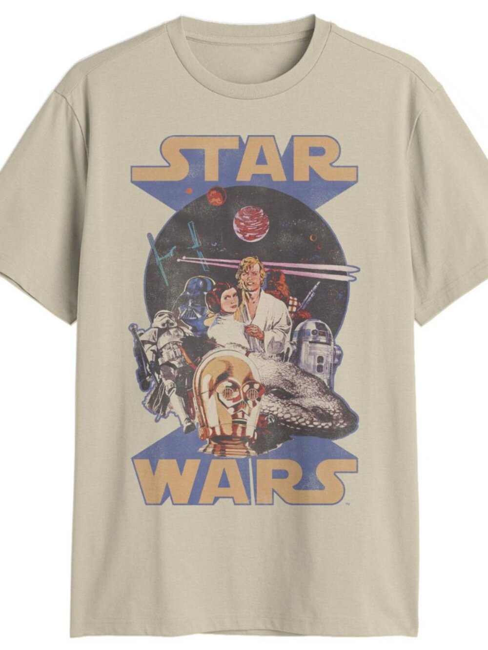 NEW Men's Star Wars Retro Graphic Beige XXL T-Shirt